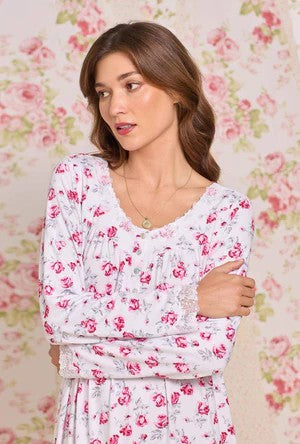 Crimson Sprig Dreamy Sweater Knit Long Sleeve Ballet Nightgown 5026623-166