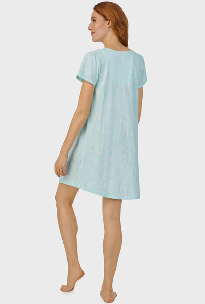 AQUA SCROLL CAP SLEEVE NIGHTSHIRT A30001-472