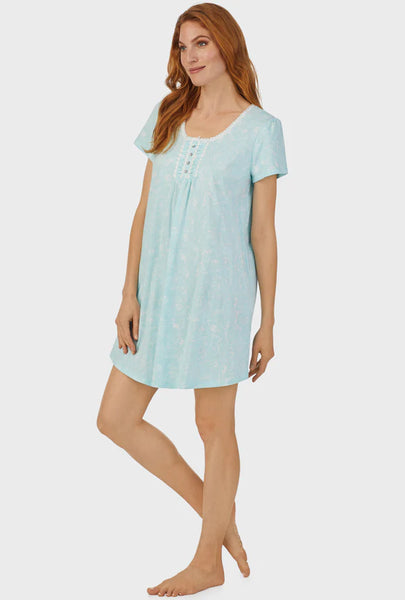 AQUA SCROLL CAP SLEEVE NIGHTSHIRT A30001-472