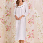 Classic Dot Cotton Knit 3/4 Sleeve Ballet Nightgown E70123-073