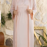 Soft two-piece women's sleepwear set (long, comfortable-fit nightgown and a white, long-sleeved open robe) 40816