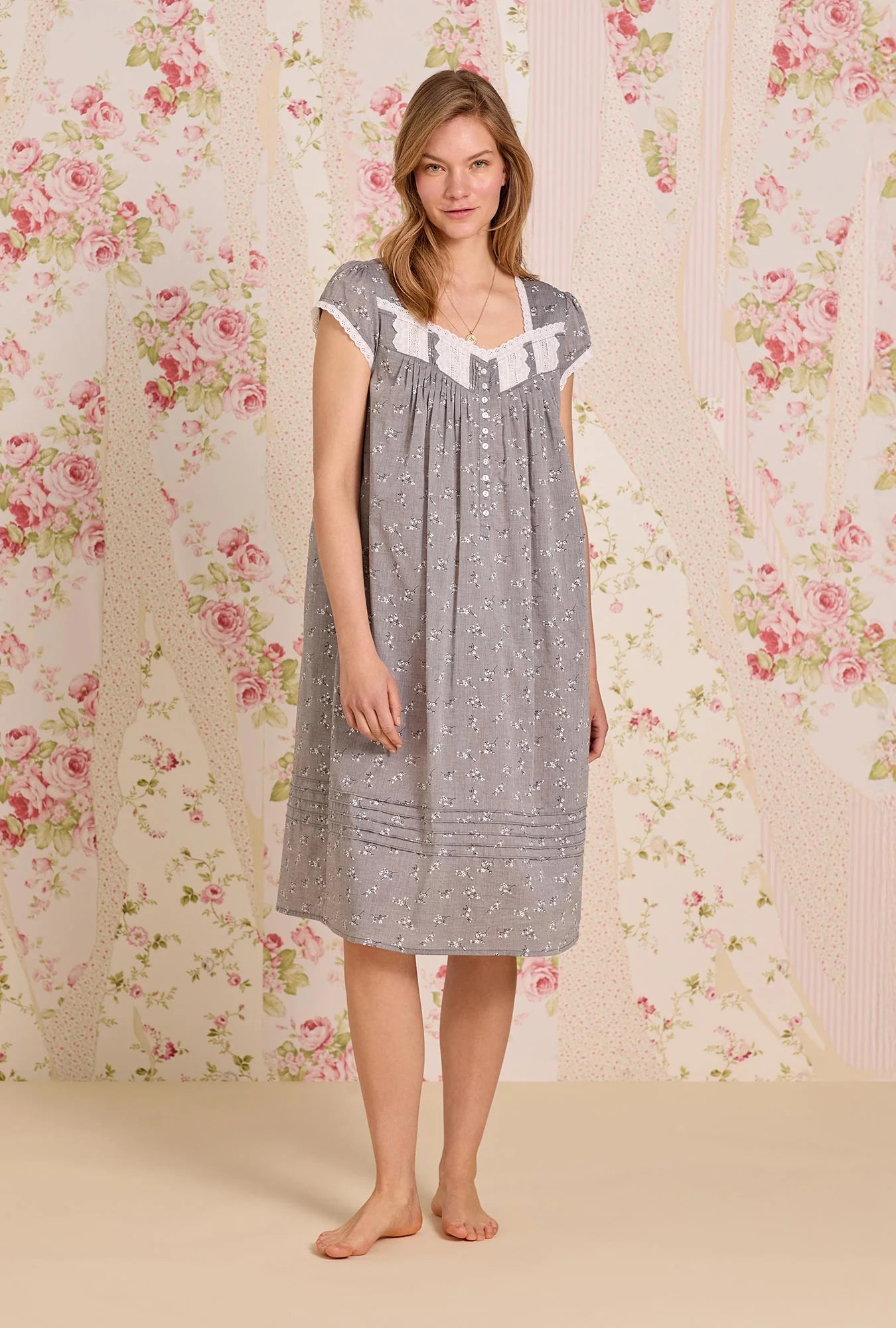 Pale Meadow Cotton Yarndye Chambray Waltz Nightgown 60093-013