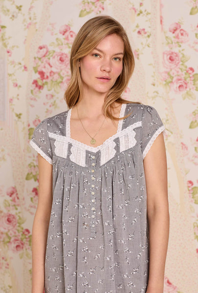 Pale Meadow Cotton Yarndye Chambray Waltz Nightgown 60093-013