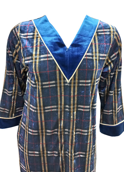 Women's long-sleeved velvet dress with a long zipper 4452