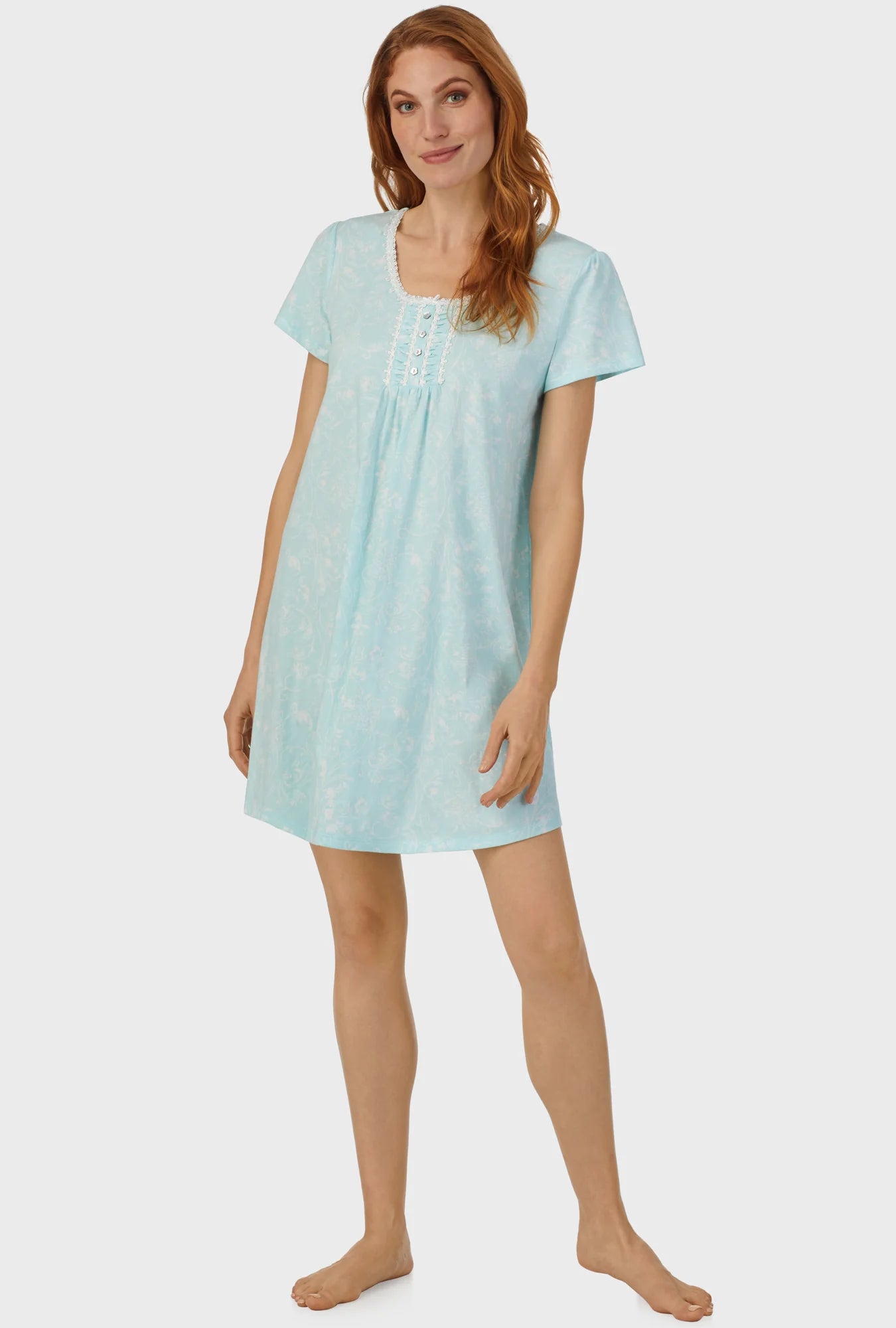 AQUA SCROLL CAP SLEEVE NIGHTSHIRT A30001-472