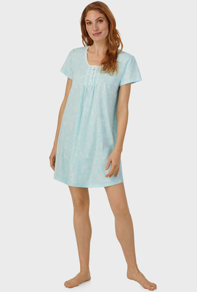 AQUA SCROLL CAP SLEEVE NIGHTSHIRT A30001-472