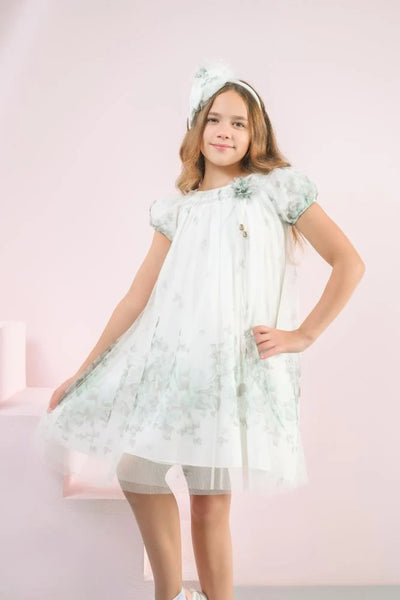 Elegant floral pattern dress for girls 1508012