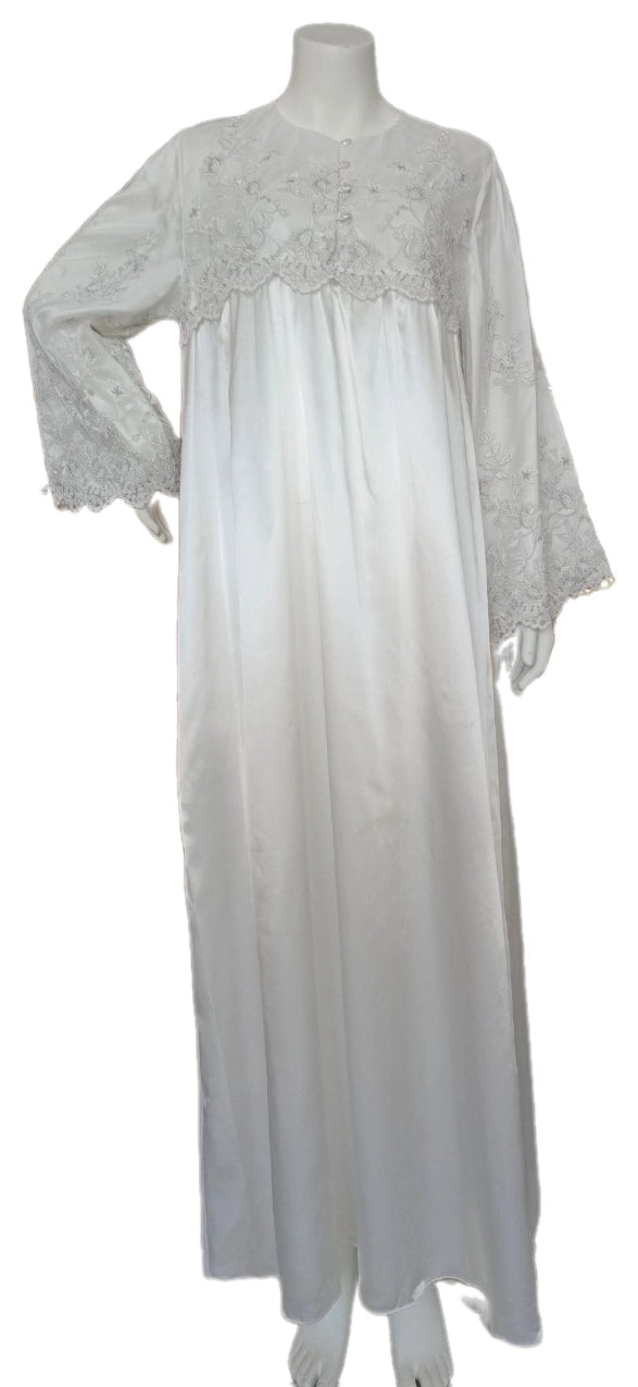IVORY GRAY Long dress with embroidered satin bodice 60006-LS7