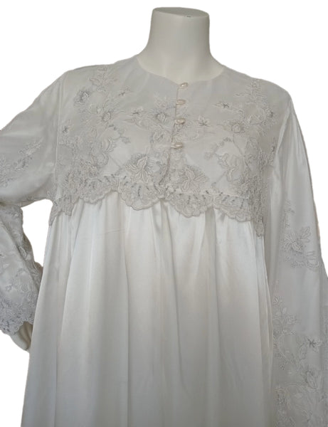 IVORY GRAY Long dress with embroidered satin bodice 60006-LS7