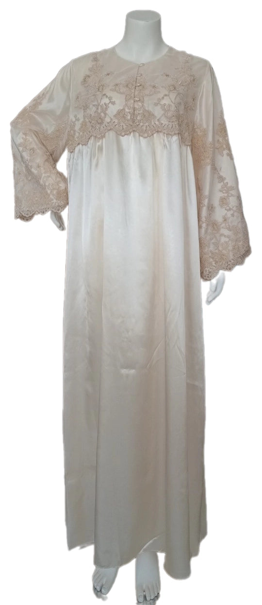 BEIGE Long dress with embroidered satin bodice 60006-LS7