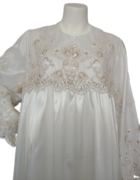 IVORY GOLD Long dress with embroidered satin bodice 60006-LS7