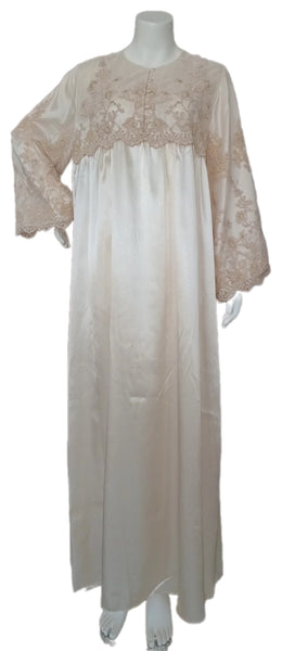 BEIGE Long dress with embroidered satin bodice 60006-LS7