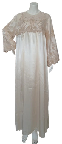 BEIGE Long dress with embroidered satin bodice 60006-LS7