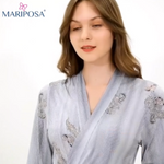 Long sleeve stretch cotton robe 60013