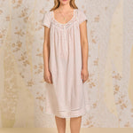 Apricot Floral Waltz Cotton Woven Nightgown E60028-163