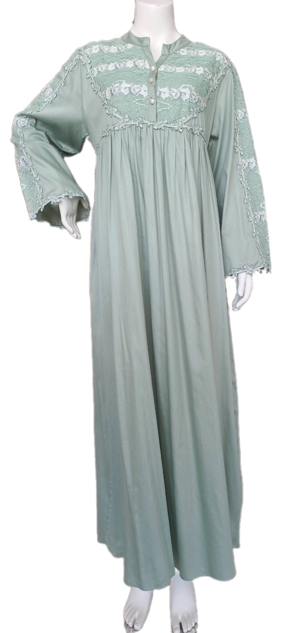 Dark green soft cotton lace dress 60051-L