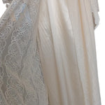 Beige double reception piece containing an inner piece of soft silk, and an outer piece of perforated chiffon. 60126-L