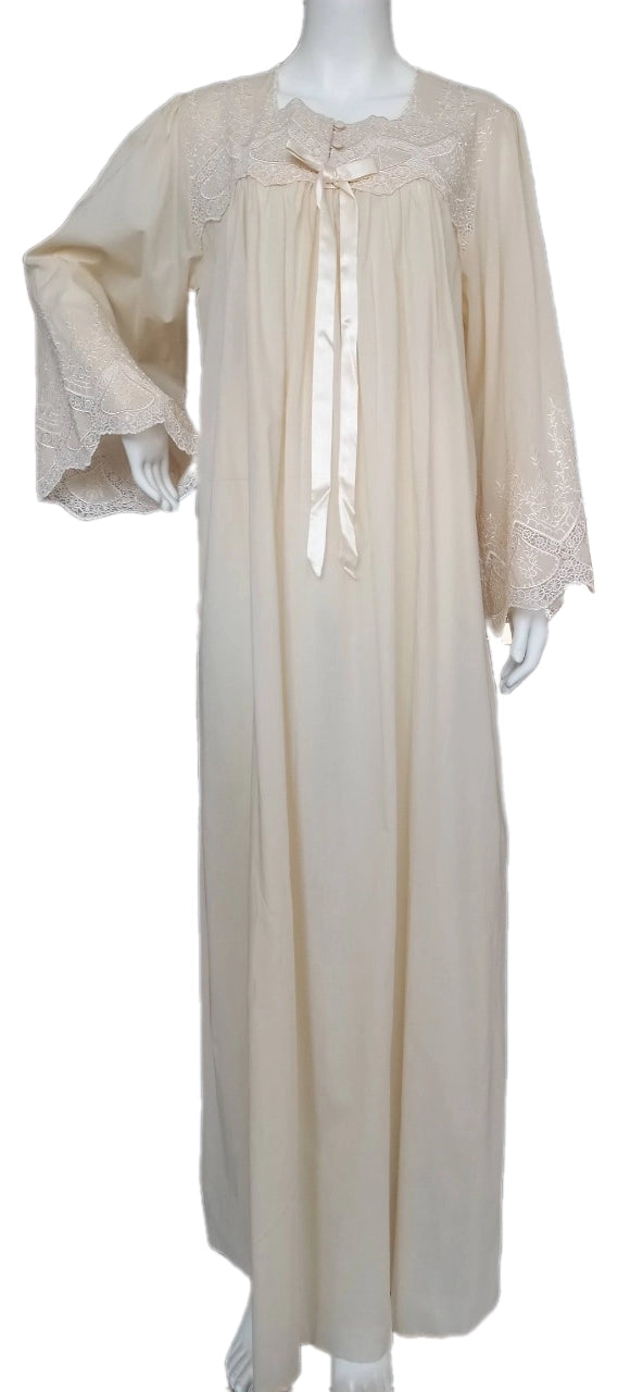 A cool cotton beige , reception piece, featuring embroidery on the sleeves,. 60154-L1