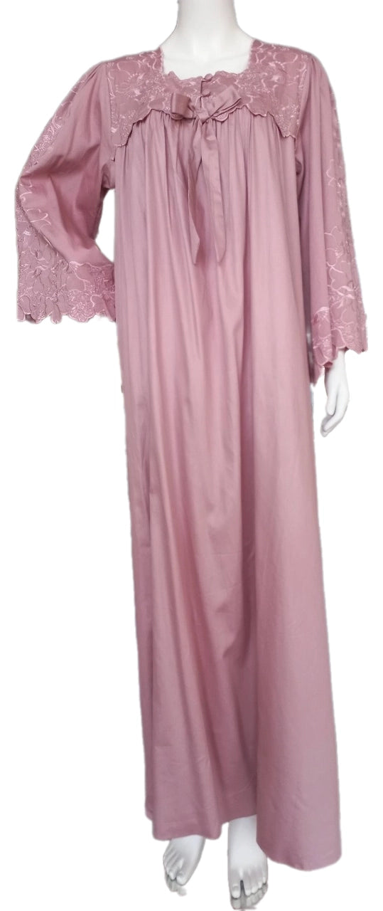 A cool cotton old rose reception piece, featuring embroidery on the sleeves,. 60154-L
