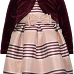 Bonnie Jean Burgundy Stripe Dress10665