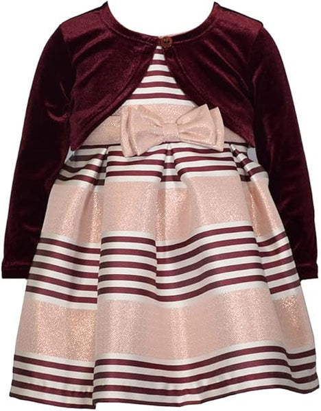 Bonnie Jean Burgundy Stripe Dress10665