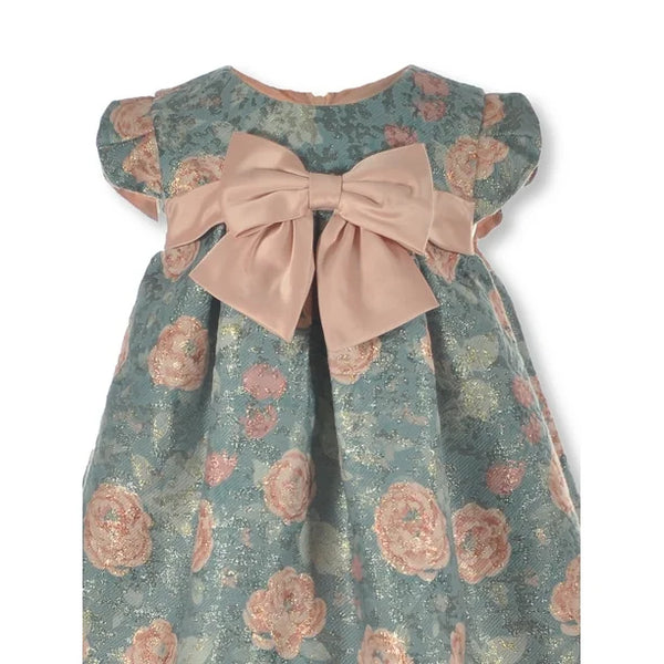 Bonnie Jean Girls' Shimmering Rose Dress - green/multi, 2t (Toddler) 12776