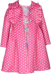 Bonnie Jean Girl's Spring Easter Dress and Coat Set for Baby, Toddler and Little Girls, Pink Dot