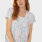 AQUA AND PINK FLORAL CAP SLEEVE NIGHTSHIRT A30009-192