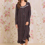 Bordeaux Bloom Cotton Knit Long Sleeve Ballet Nightgown 60112-045