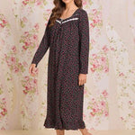 Bordeaux Bloom Cotton Knit Long Sleeve Ballet Nightgown 60112-045