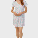 AQUA AND PINK FLORAL CAP SLEEVE NIGHTSHIRT A30009-192