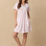 Coral Toile Flutter Sleeve Short Cotton Knit Nightgown 22672-817