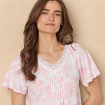 Coral Toile Flutter Sleeve Short Cotton Knit Nightgown 22672-817