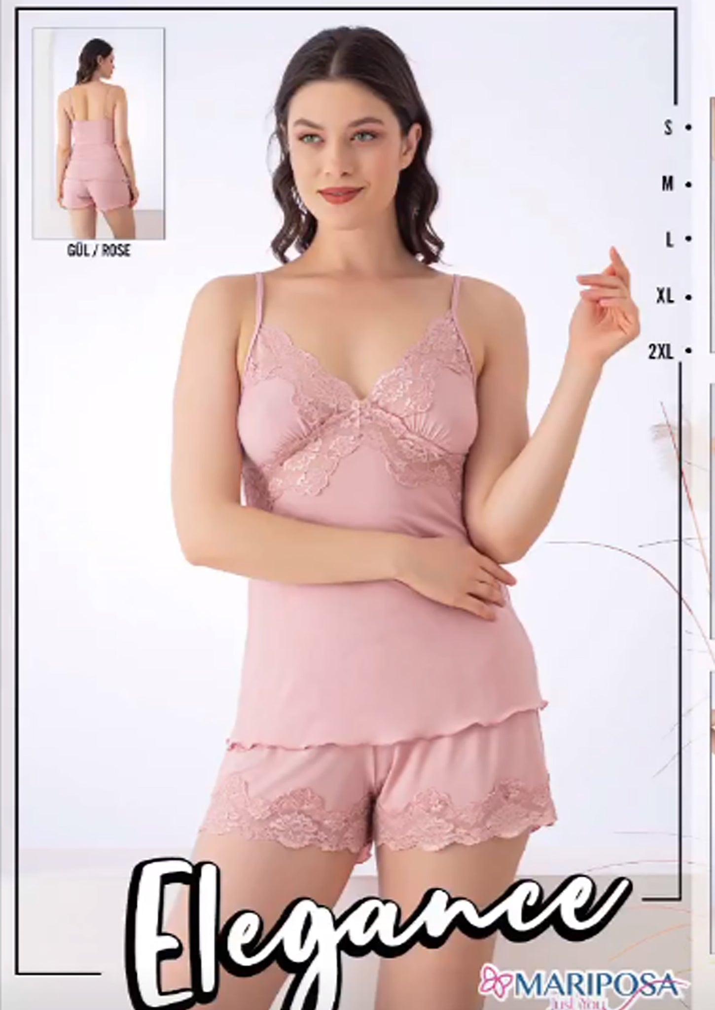 Cotton shorts pajama set with lace T-shirt 7226