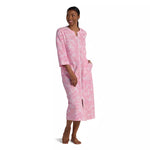 Petite Miss Elaine Essentials Interlock Knit Paisley Print Long Zip Robe 664825