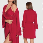 Robe with long sleeve cotton lace shirt 7517