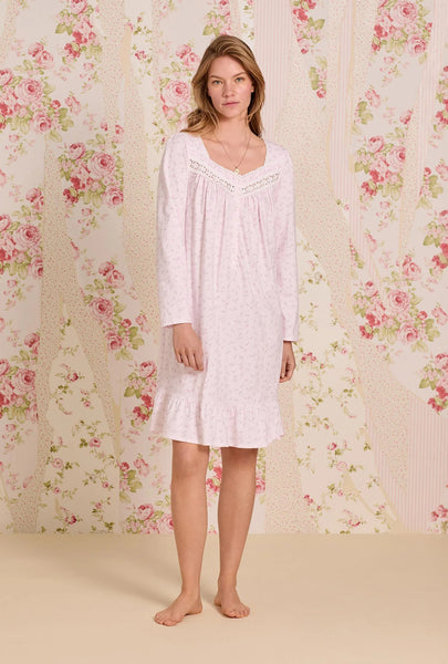 Baby Rose Cotton Knit Long Sleeve Short Nightgown 20096-154