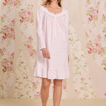 Baby Rose Cotton Knit Long Sleeve Short Nightgown 20096-154