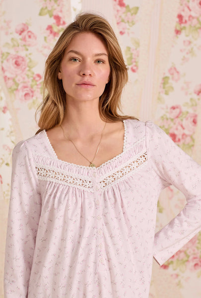 Baby Rose Cotton Knit Long Sleeve Short Nightgown 20096-154