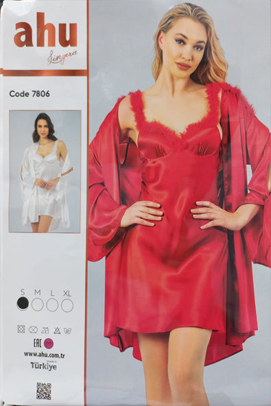 Ahu 2-Piece Plum Dressing Gown Set 7806