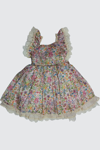 Girls' three-layer cotton floral dress 7830