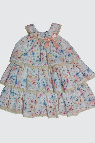 Girls' three-layer cotton floral dress 7885