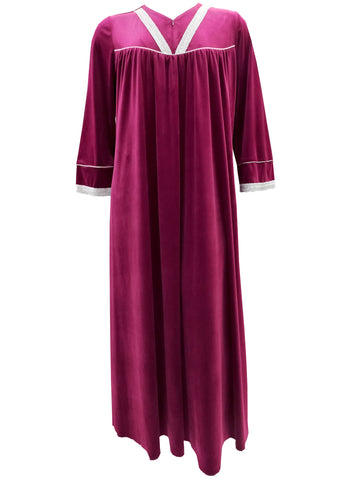 Women's long-sleeved velvet dress with a long zipper 22114 MISTY