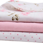 3 Pack Cotton Muslin Swaddle Blankets for Baby, 40" x 36", Lightweight, Breathable, Pink (Little Me Vintage Rose) 49752