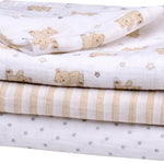 3 Pack Cotton Muslin Swaddle Blankets for Baby, 40" x 36", Lightweight, Breathable, Tan, (Little Me Bingle Bear) 49756