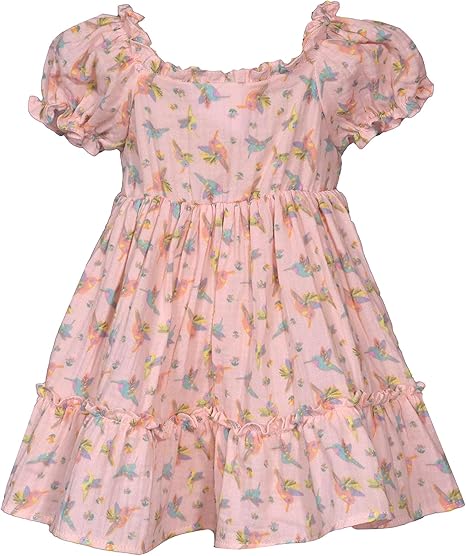 Peach Hummingbird Smocked DressS2-13743