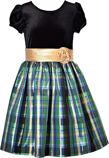 VELVET GREEN PLAID" Taffeta Holiday Dress10632