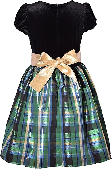 VELVET GREEN PLAID" Taffeta Holiday Dress10632