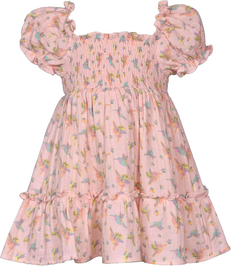 Peach Hummingbird Smocked DressS2-13743