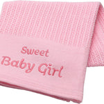 Cotton Knit Baby Blanket with Embroidery, Sweet Baby Girl, 30 in. x 40 in., Pink